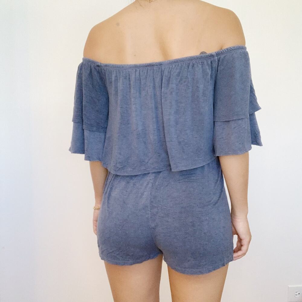 Soprano Off-Shoulder Blue Romper - Picture 3 of 6